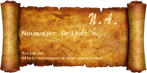 Neumayer Arikán névjegykártya